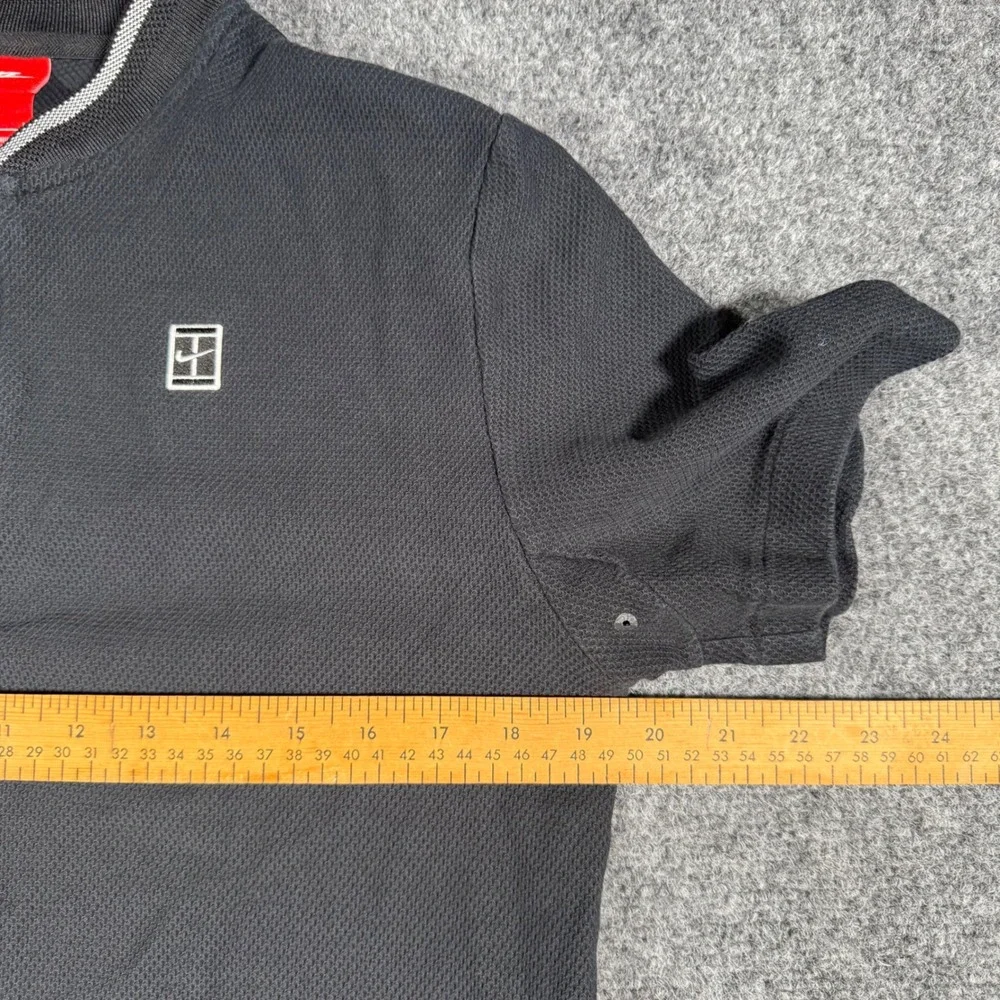 Nike Court Advantage Henley Polo Shirt Mens M Blade Collar Black Tennis